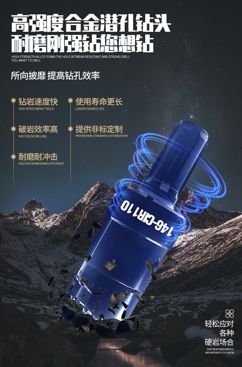米数多潜孔钻头 提供高中低风压潜孔钻头 潜孔冲击器 等优质采掘钻具