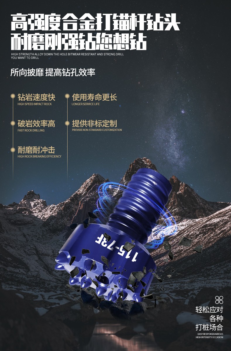 米数多潜孔钻头 提供高中低风压潜孔钻头 潜孔冲击器 等优质采掘钻具