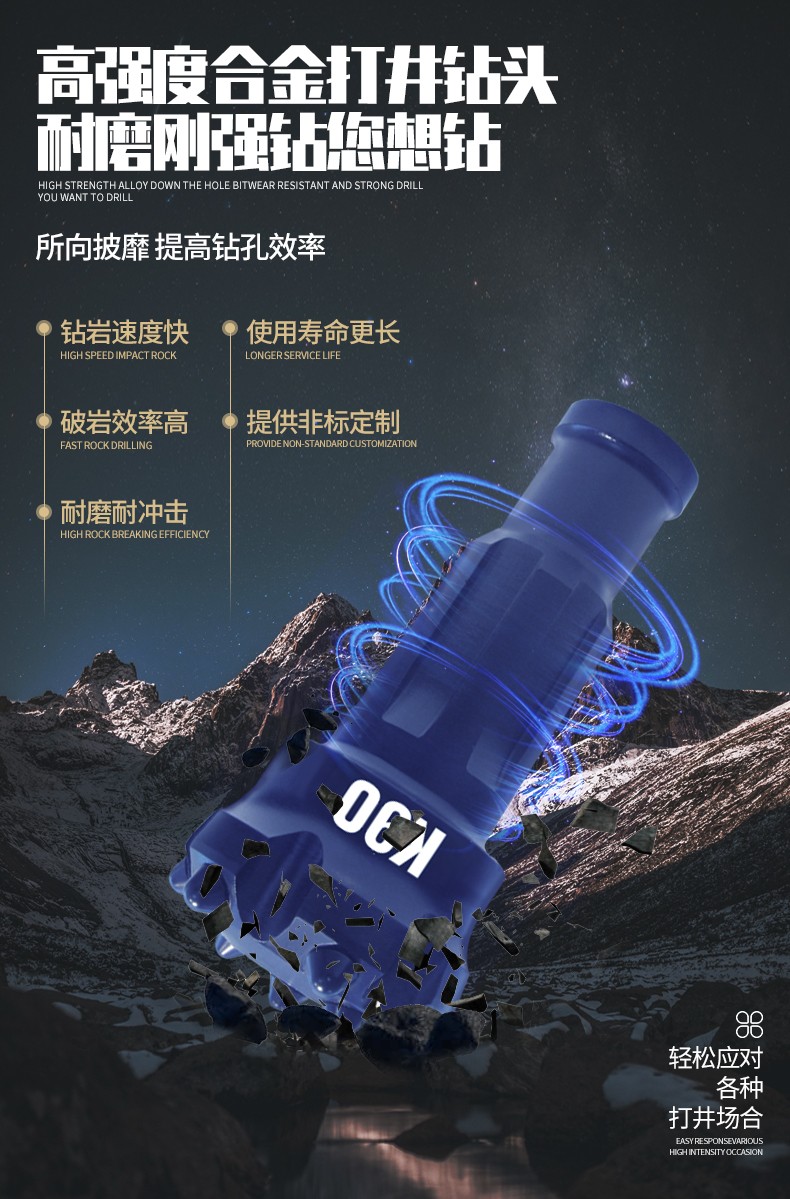 米数多潜孔钻头 提供高中低风压潜孔钻头 潜孔冲击器 等优质采掘钻具